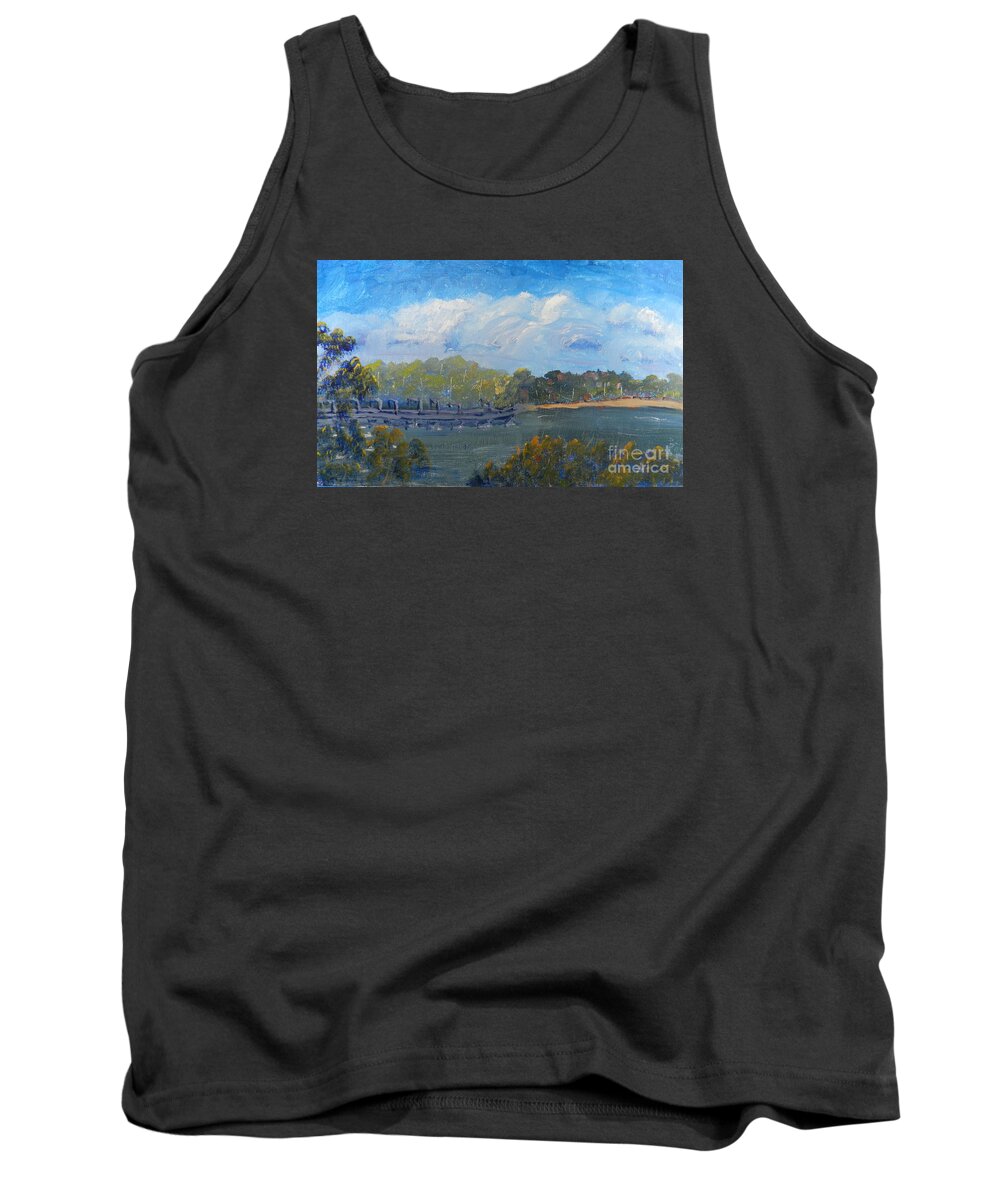 Impressionism Tank Top featuring the painting St Georges River near Como Marina by Pamela Meredith