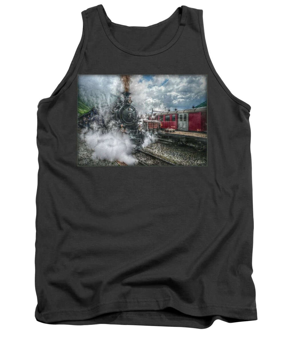 Switzerland Tank Top featuring the photograph Steam Train by Hanny Heim