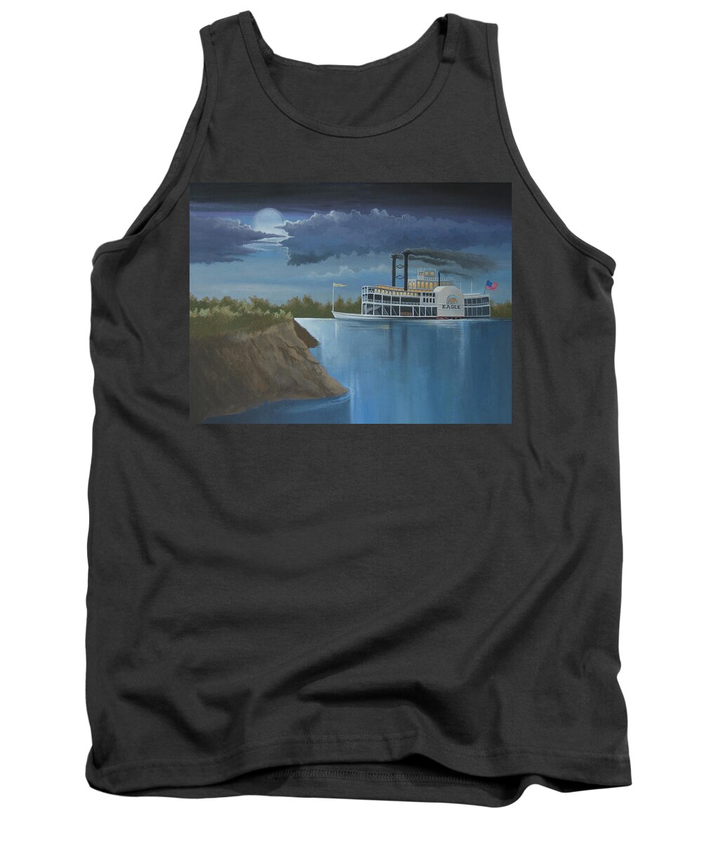 Steamboat Tank Top featuring the painting Steamboat on the Mississippi by Stuart Swartz