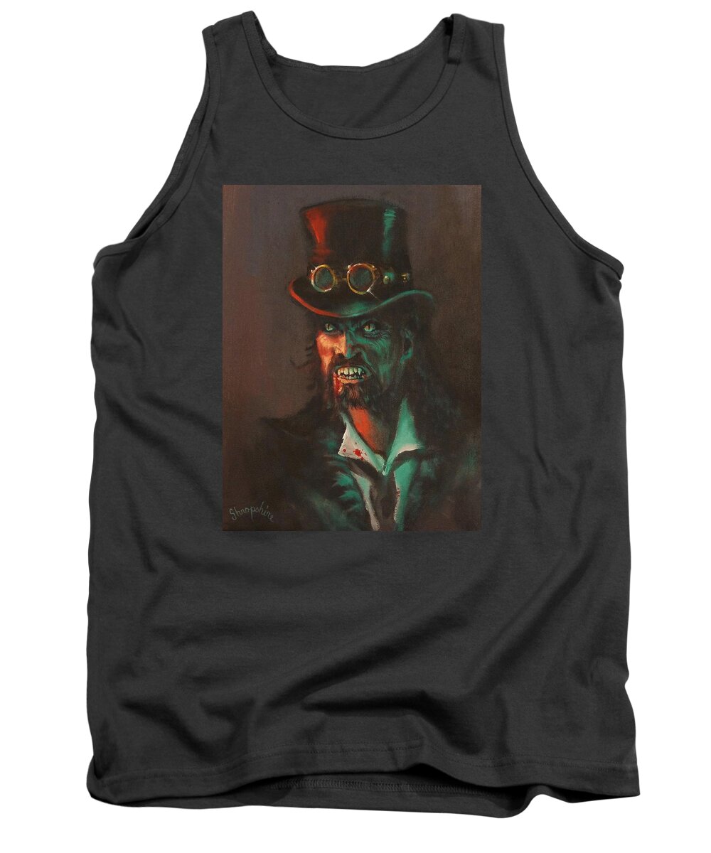  Cyberpunk Tank Top featuring the painting Steampunk Vampire by Tom Shropshire