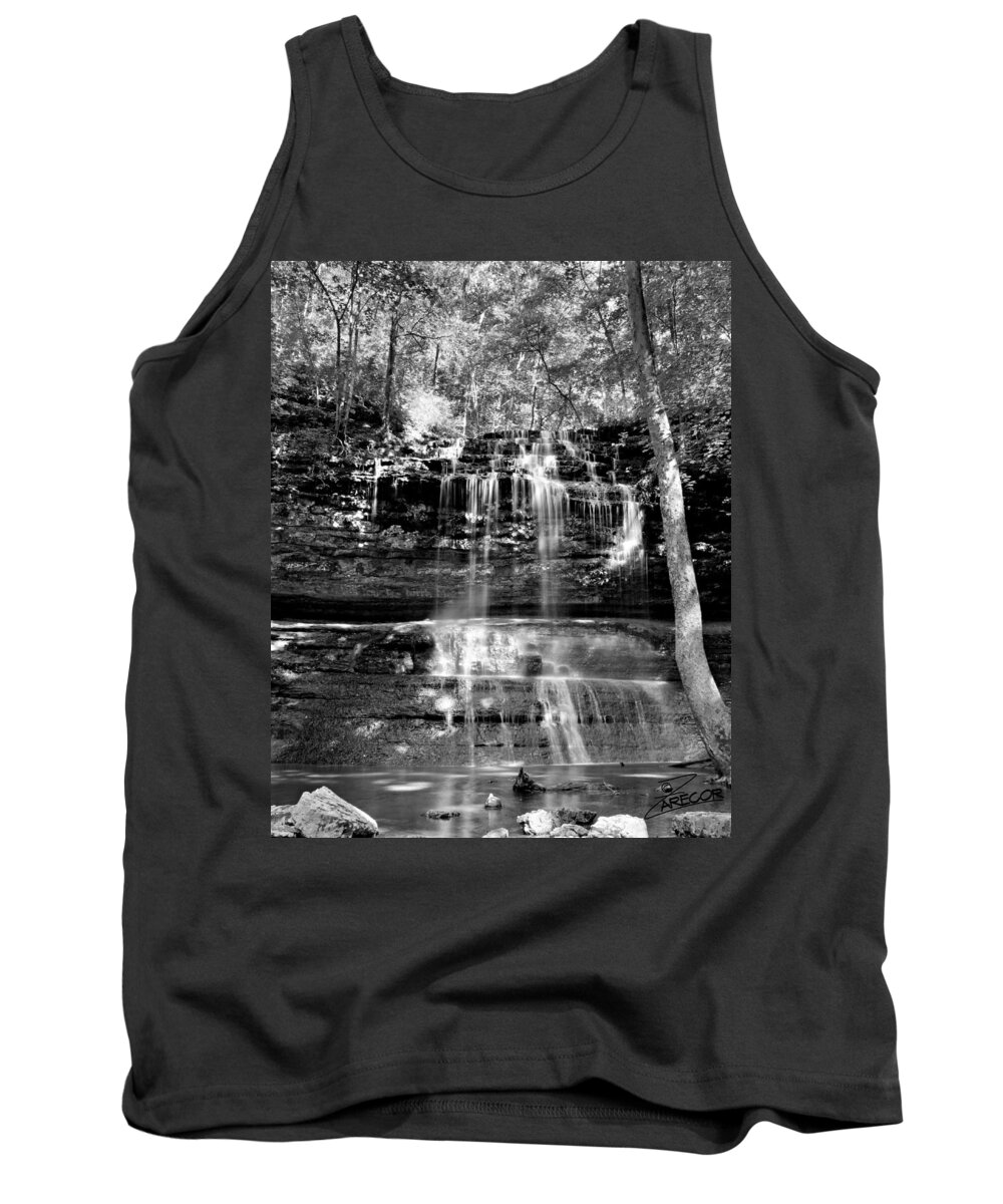 Fall Tank Top featuring the photograph Stillhouse Hollow Falls in Black and White by David Zarecor
