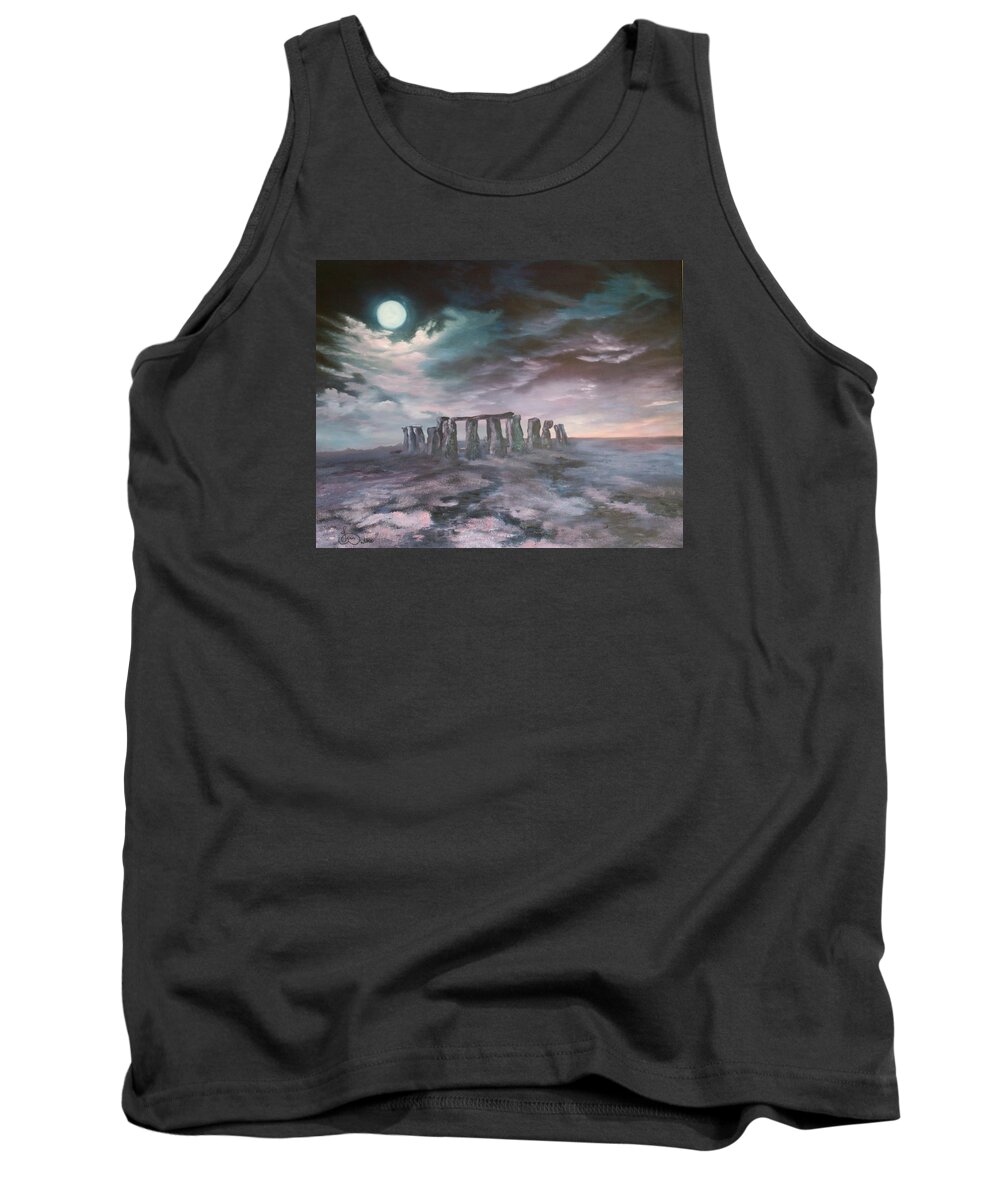 Stonehenge Tank Top featuring the painting Stonehenge in Wiltshire by Jean Walker