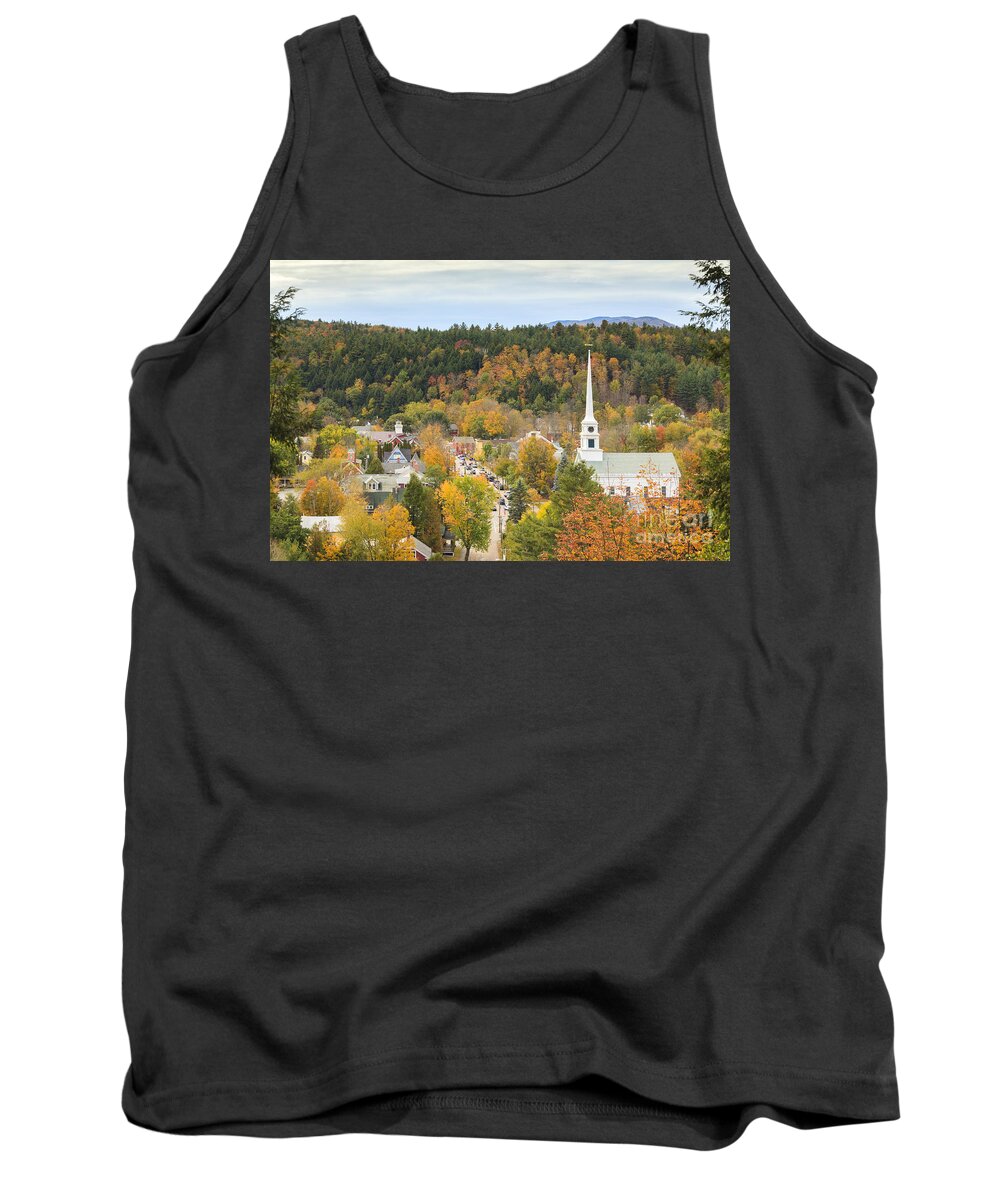Vermont Tank Top featuring the photograph Stowe Vermont aerial by Ken Brown