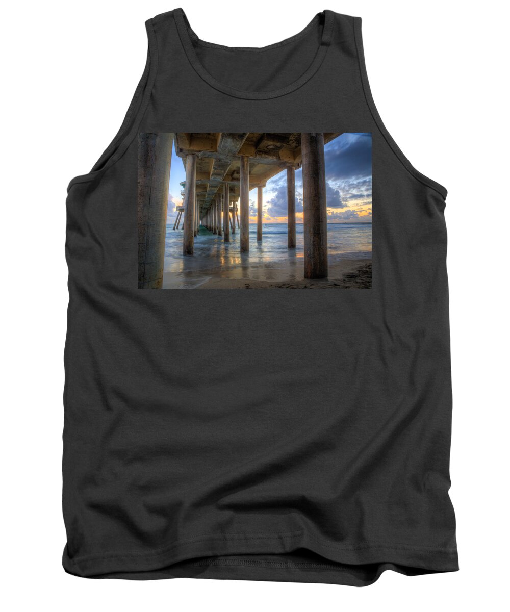 Beach Tank Top featuring the photograph Subtle Pier Sunset by Andrew Slater