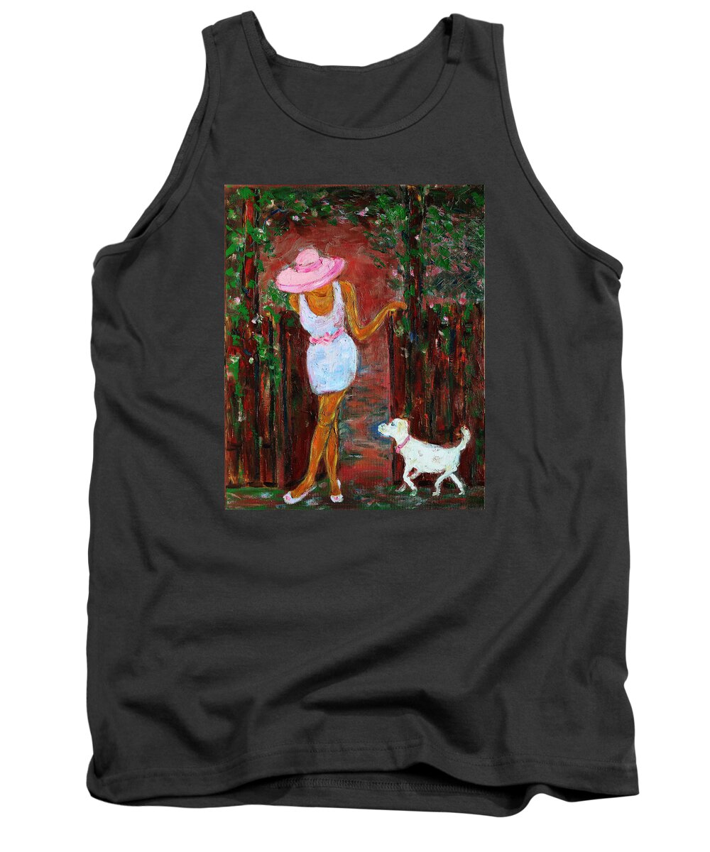 Figurative Tank Top featuring the painting Summer Visitor by Xueling Zou