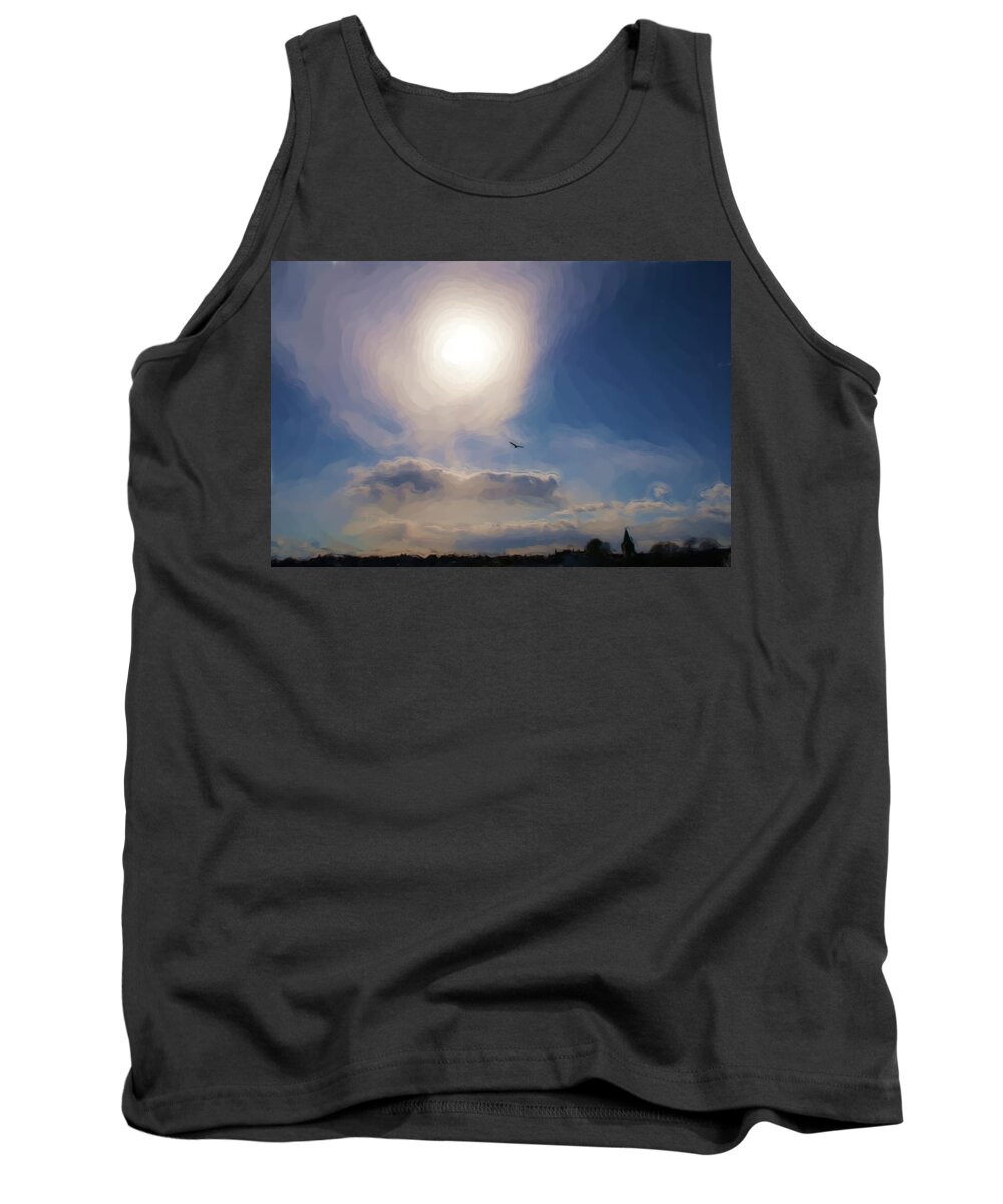 Landscape Tank Top featuring the digital art Sun and skies by Elena Perelman