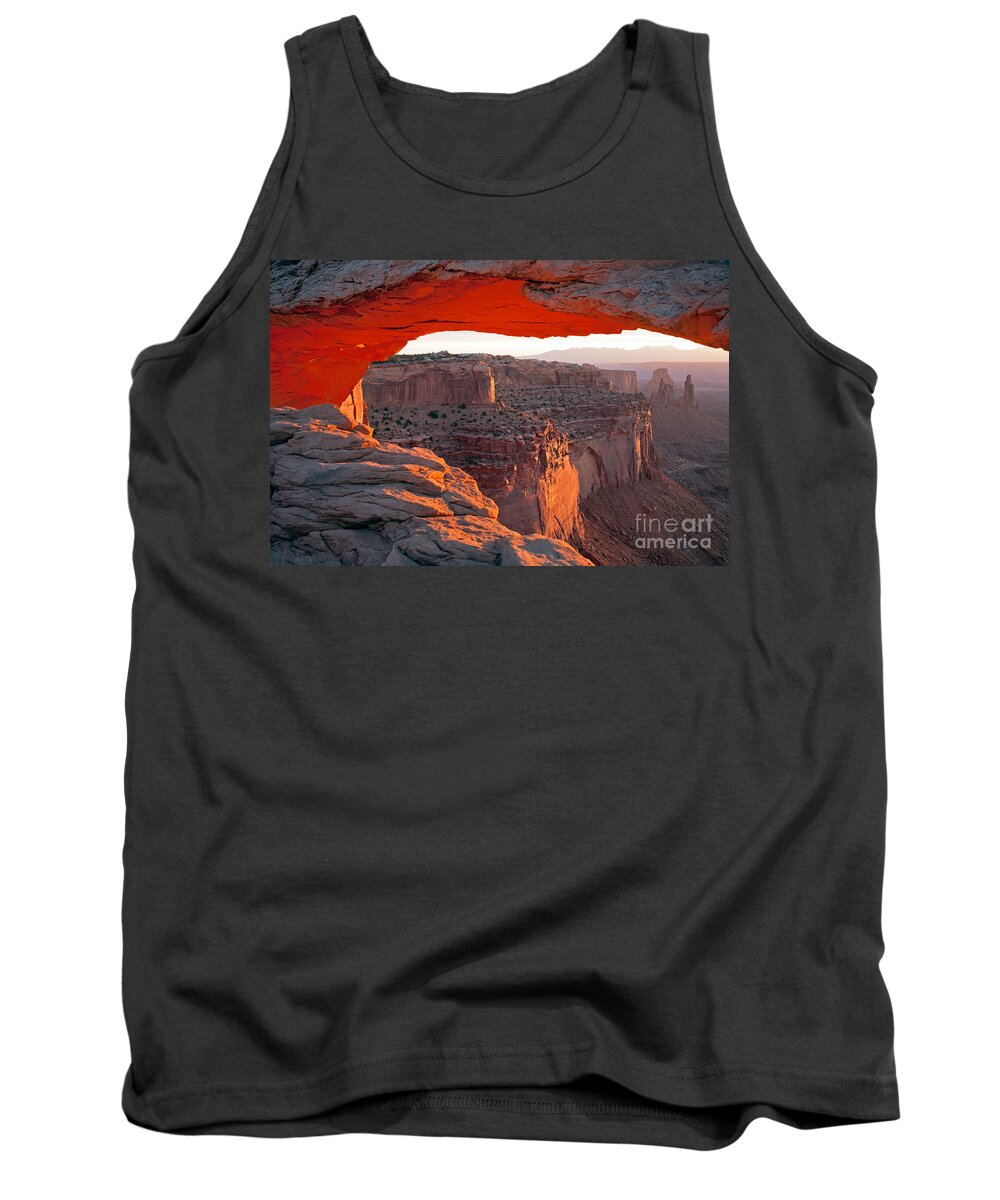 Canyonlands Np Tank Top featuring the photograph Sunrise Mesa Arch Canyonlands National Park by Fred Stearns