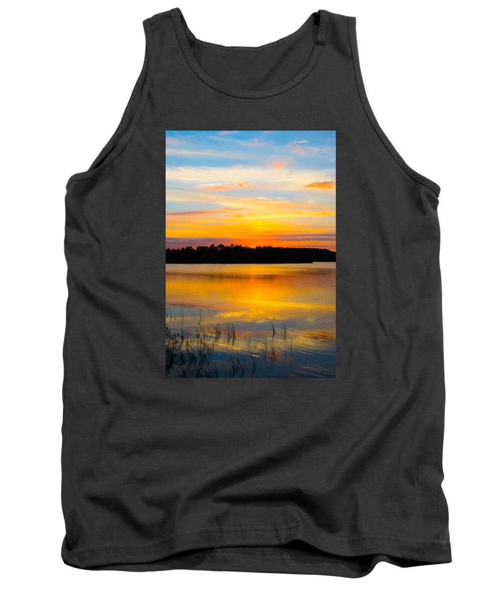 Sunset Tank Top featuring the photograph Sunset Over The Lake by Parker Cunningham