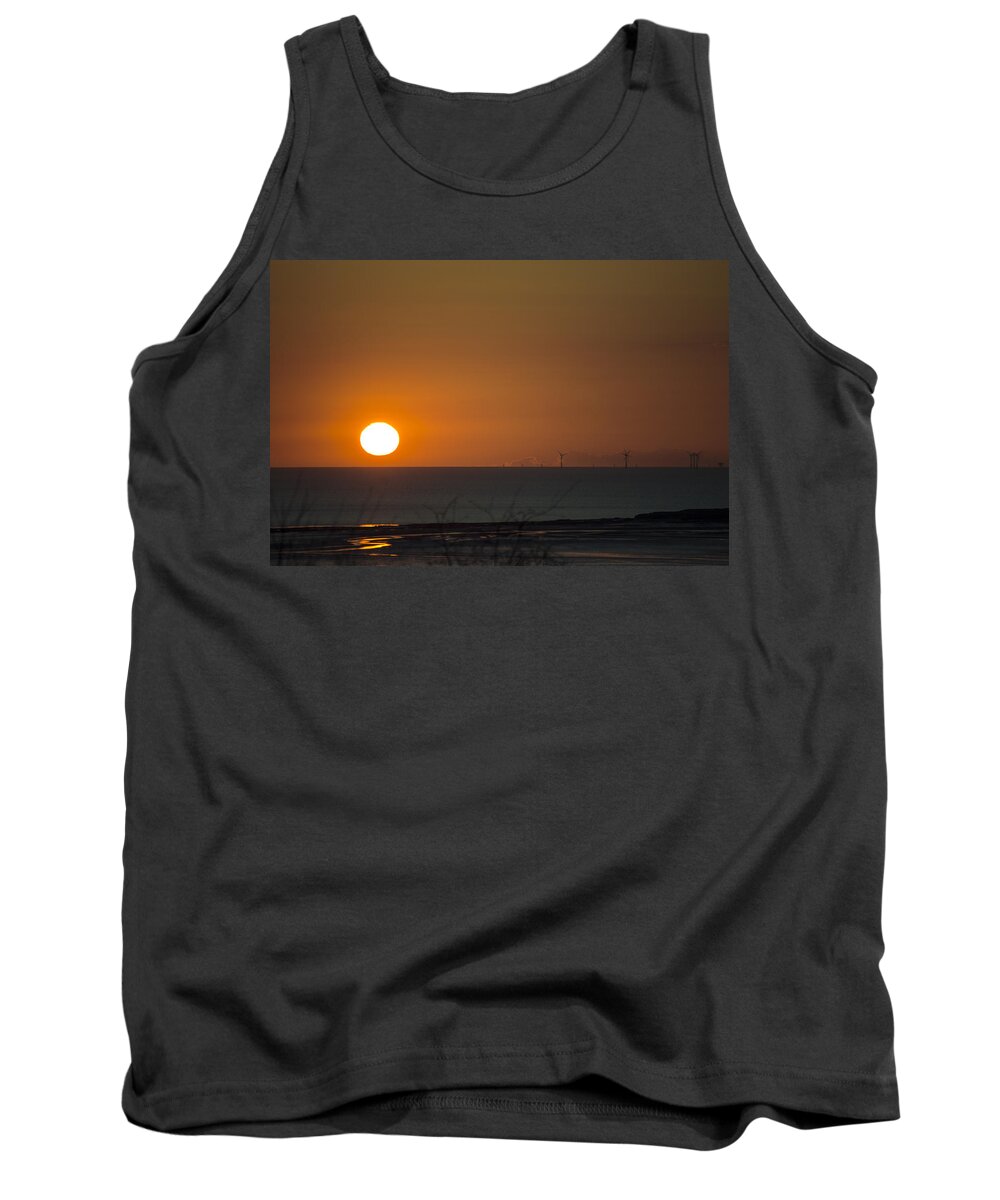 Sun Tank Top featuring the photograph Sunset Over The Windfarm by Spikey Mouse Photography