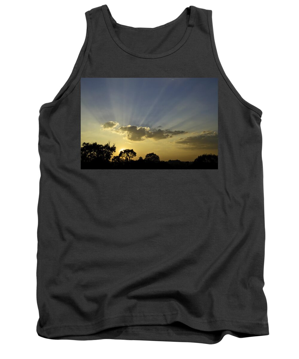 Sunset Tank Top featuring the photograph Sunset sunrays by David Freuthal