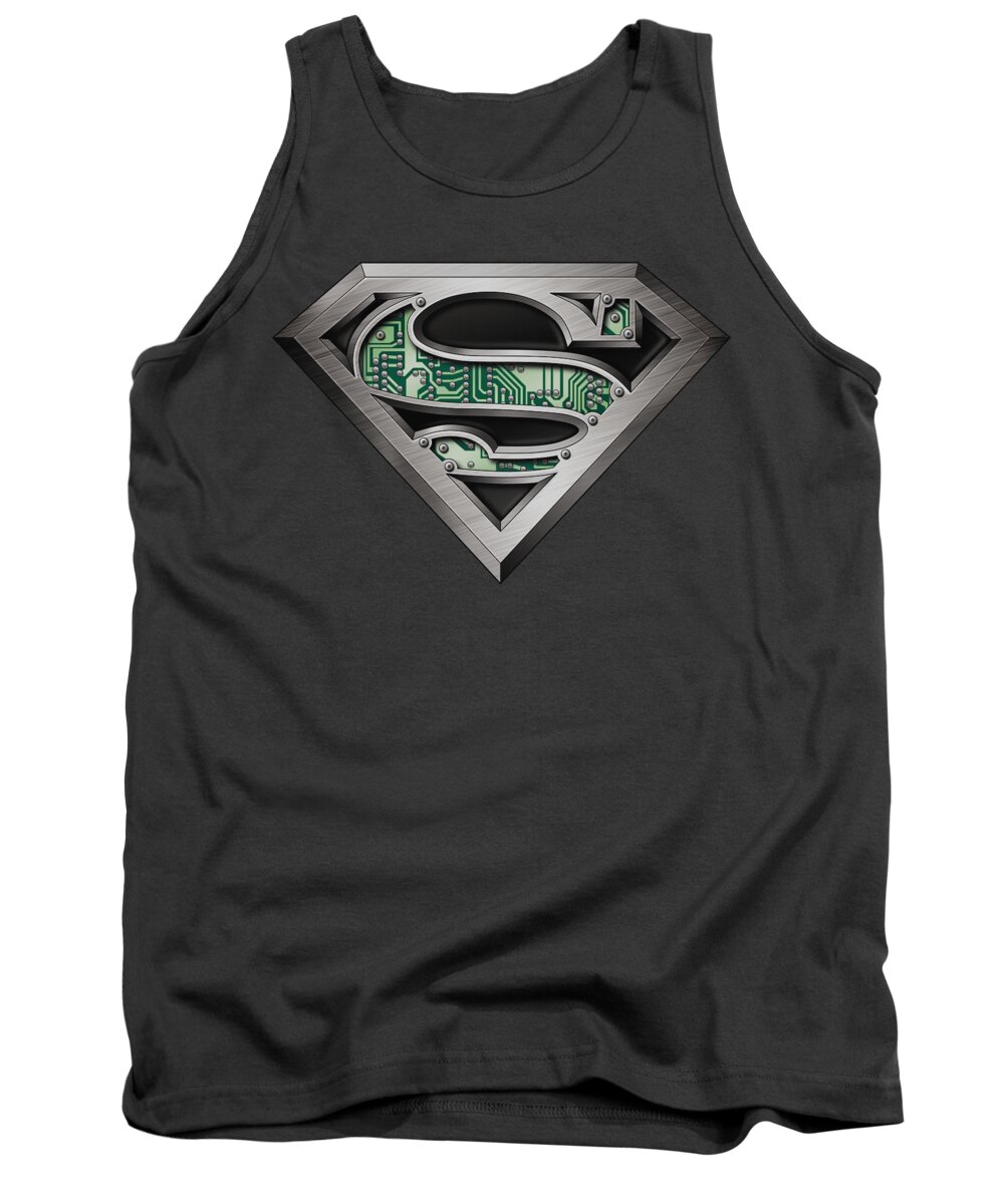 Superman Tank Top featuring the digital art Superman - Circuitry Logo by Brand A
