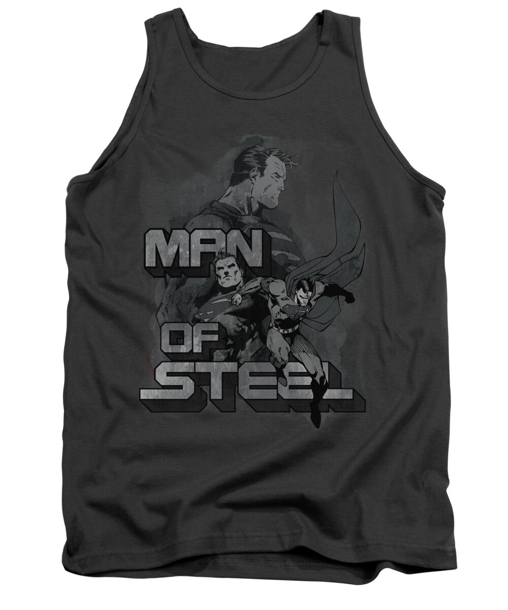 Superman Tank Top featuring the digital art Superman - Steel Poses by Brand A