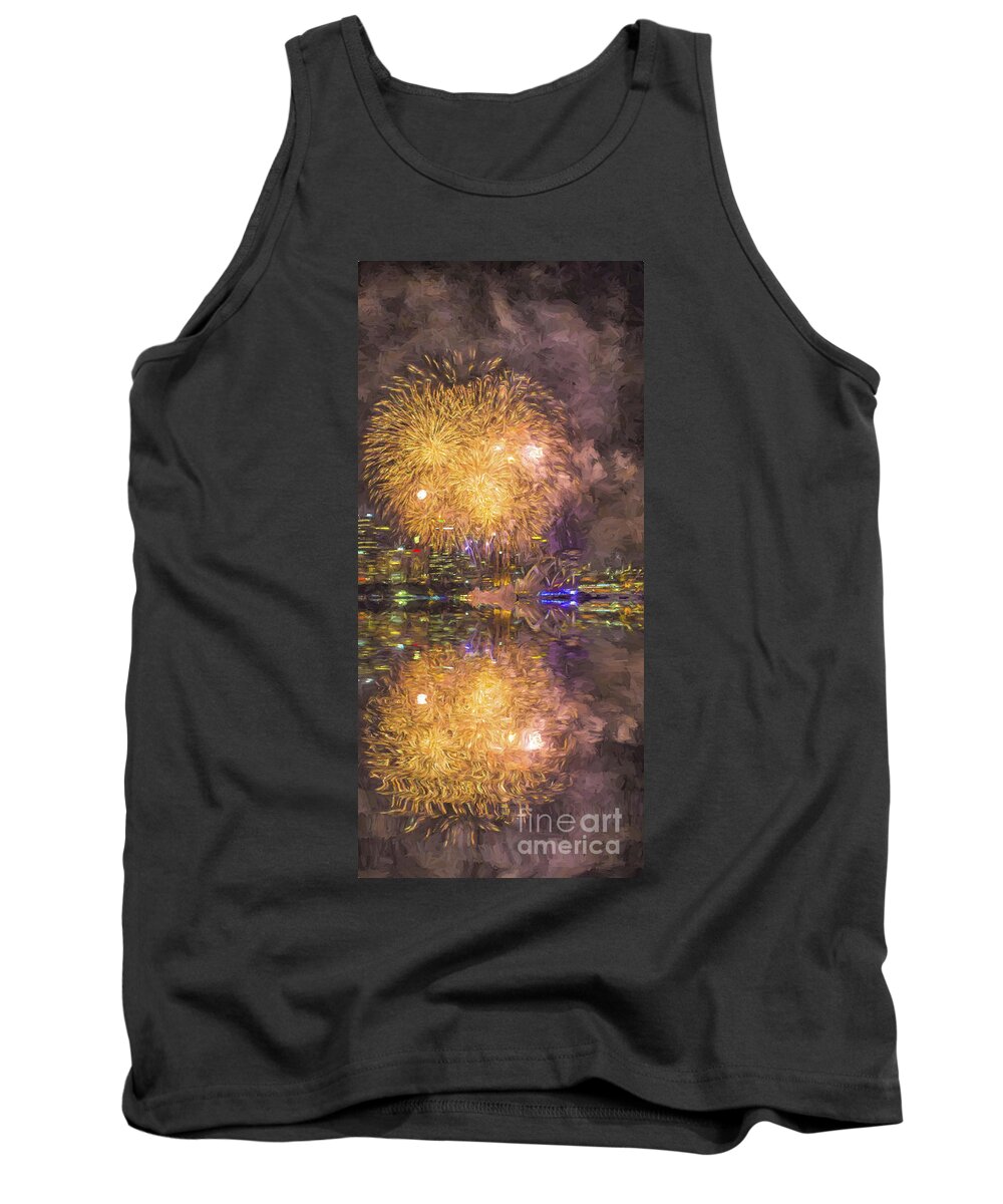 New Years Eve Fireworks Tank Top featuring the photograph Sydney Harbour fireworks by Sheila Smart Fine Art Photography
