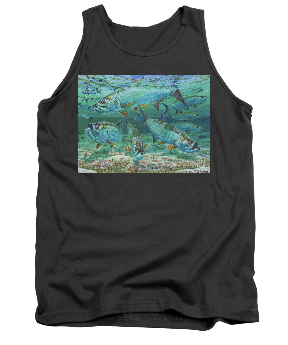 Tarpon Tank Top featuring the painting Tarpon rolling In0025 by Carey Chen