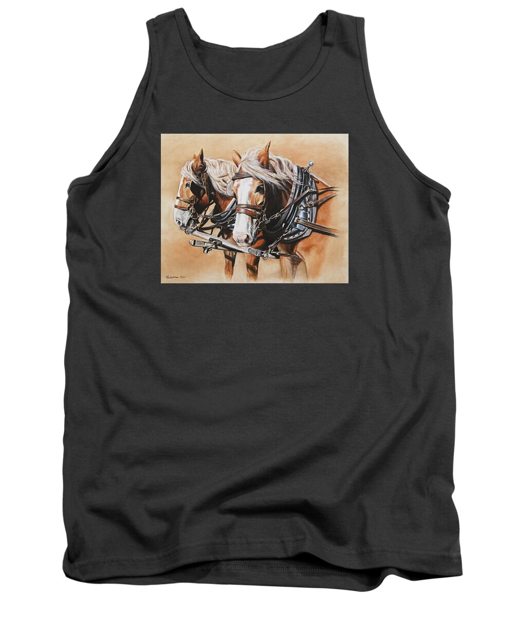 Horses Tank Top featuring the painting Ted and Tom by Kim Lockman
