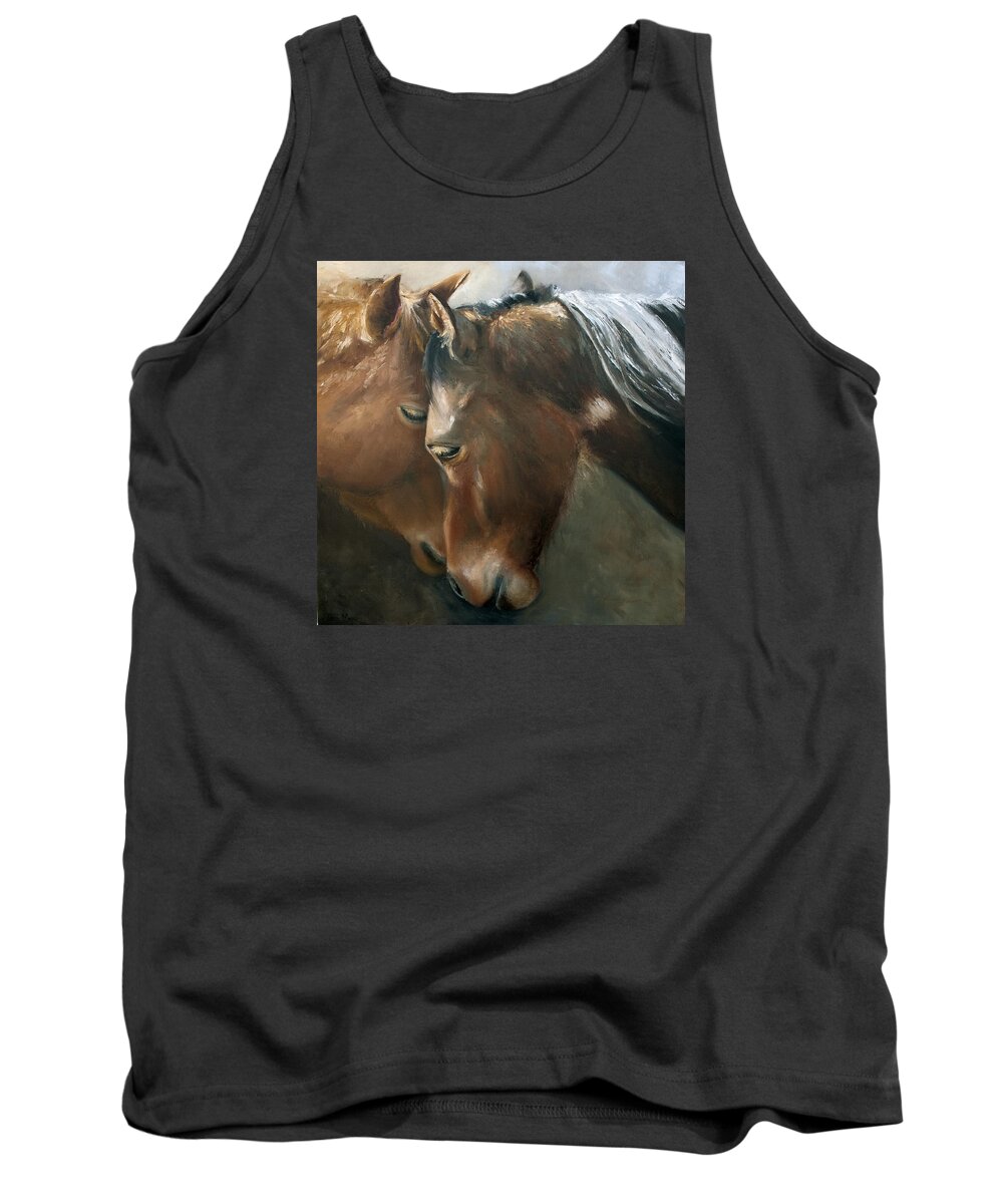 Equestrian Art Tank Top featuring the painting Tenderness by Terri Meyer