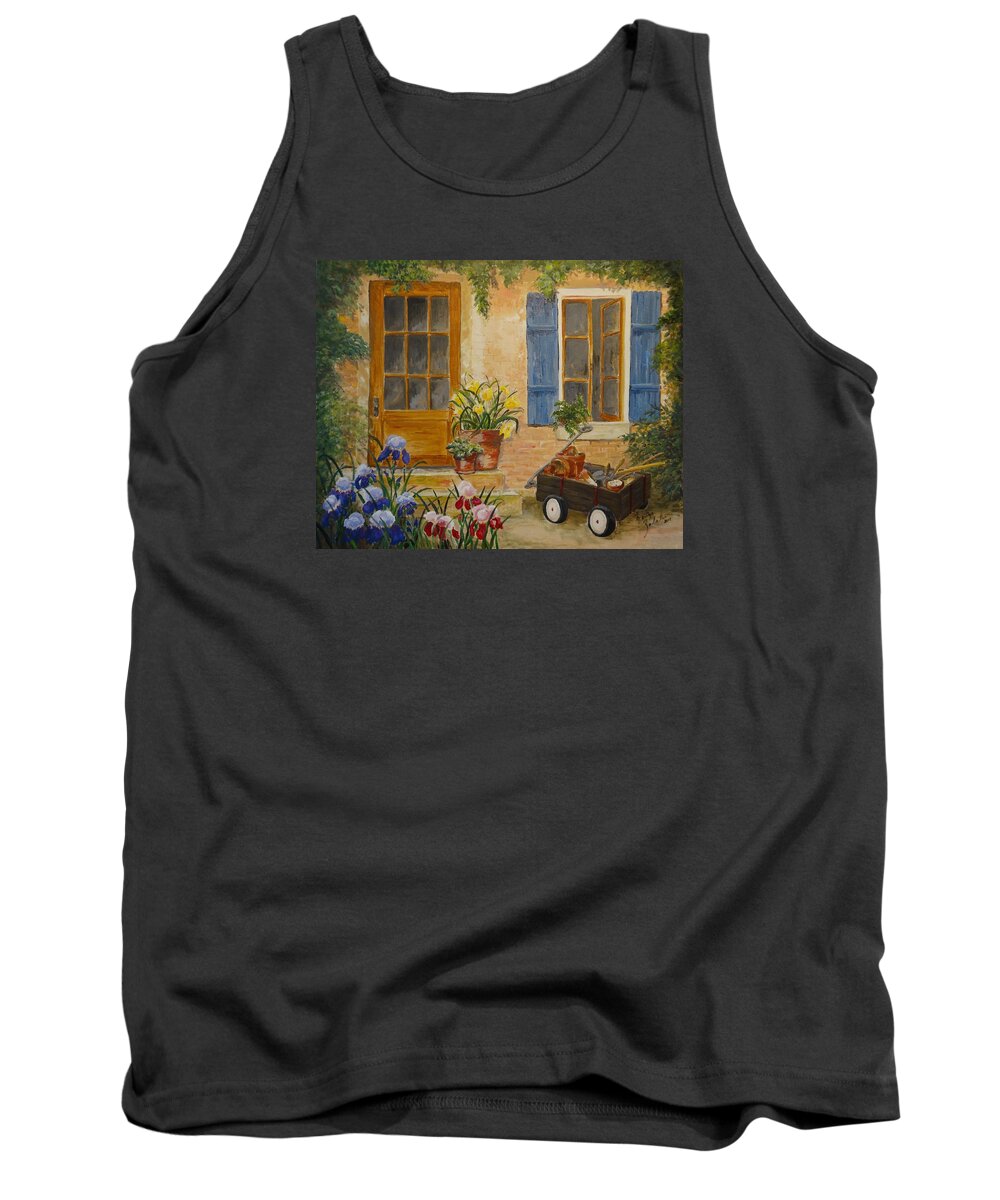 Home Tank Top featuring the painting The Back Door by Marilyn Zalatan
