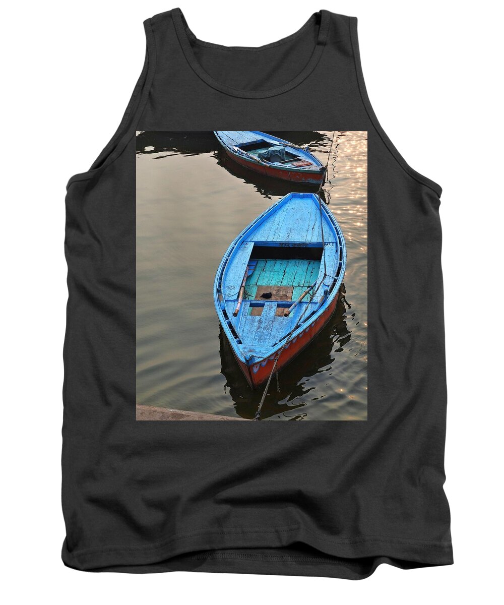 Blue Boat Tank Top featuring the photograph The Blue Boat by Kim Bemis
