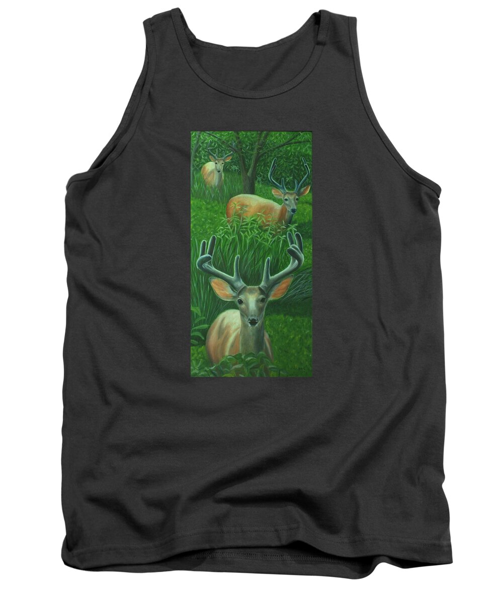 Wildlife Tank Top featuring the painting The Bucks Stop Here by Jill Ciccone Pike