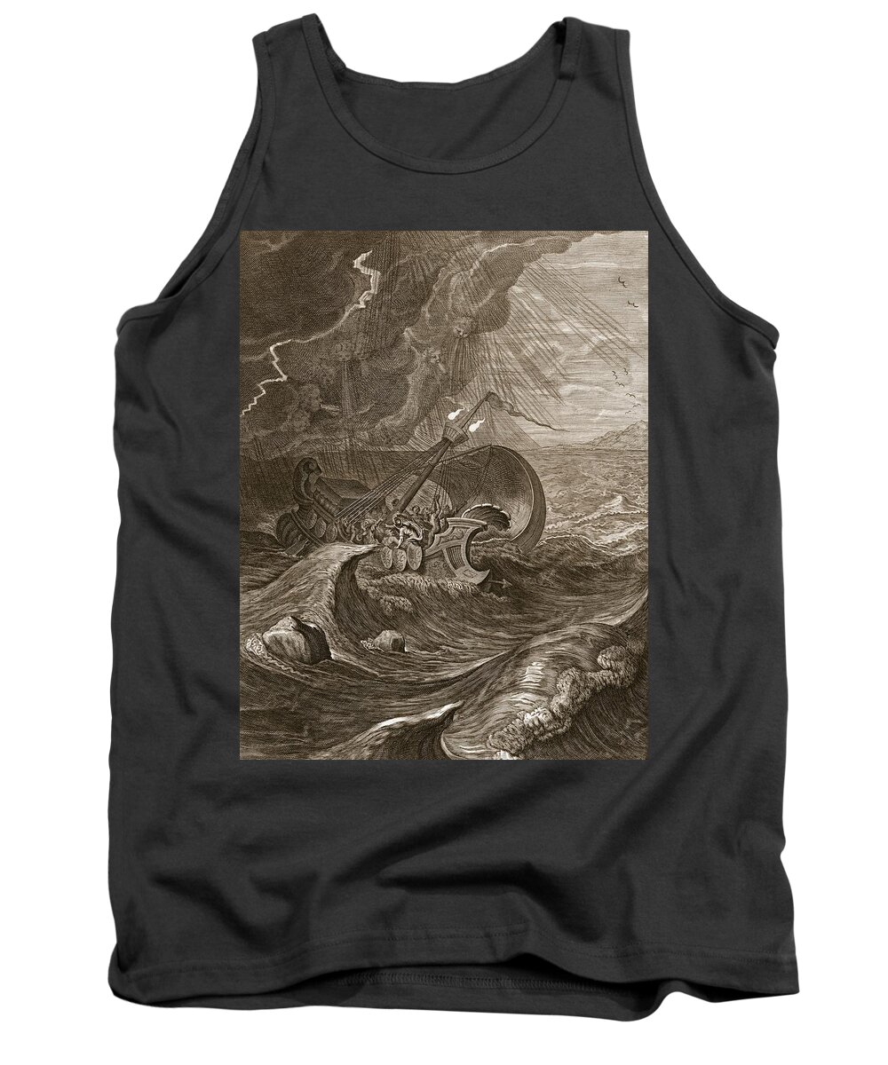 Castor Tank Top featuring the drawing The Dioscuri Protect A Ship, 1731 by Bernard Picart