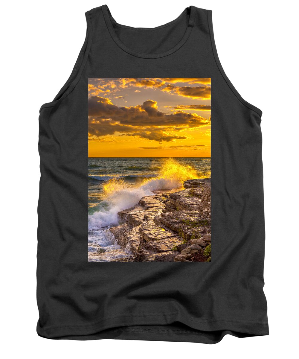 Sky Tank Top featuring the photograph The Golden Hour on Lake Ontario by Fred J Lord