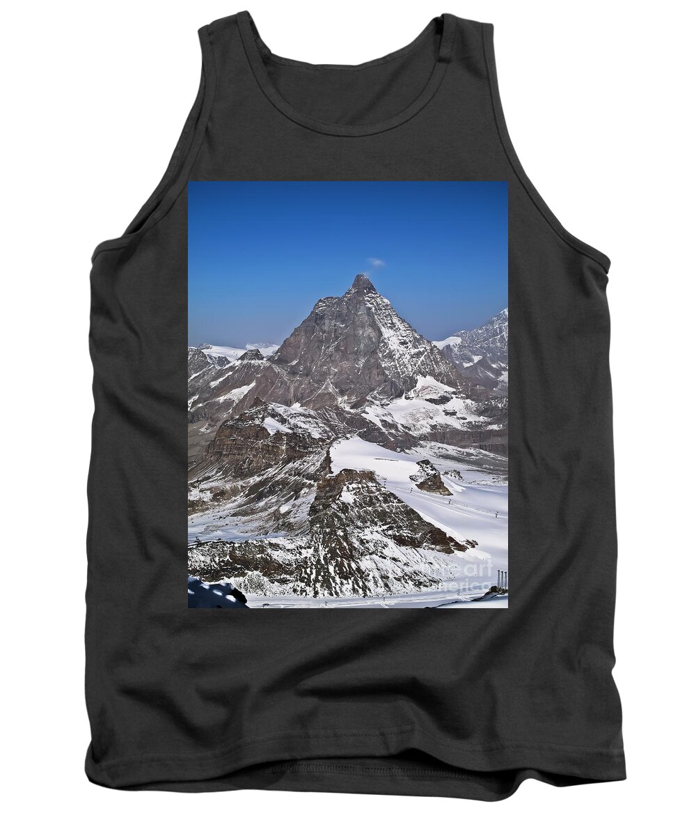Travel Tank Top featuring the photograph Skiing Under the Matterhorn by Elvis Vaughn