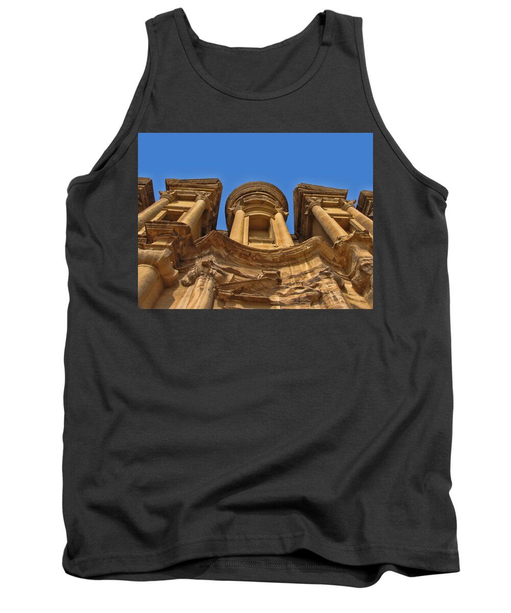 Petra Tank Top featuring the photograph The Monastery in Petra by David Gleeson