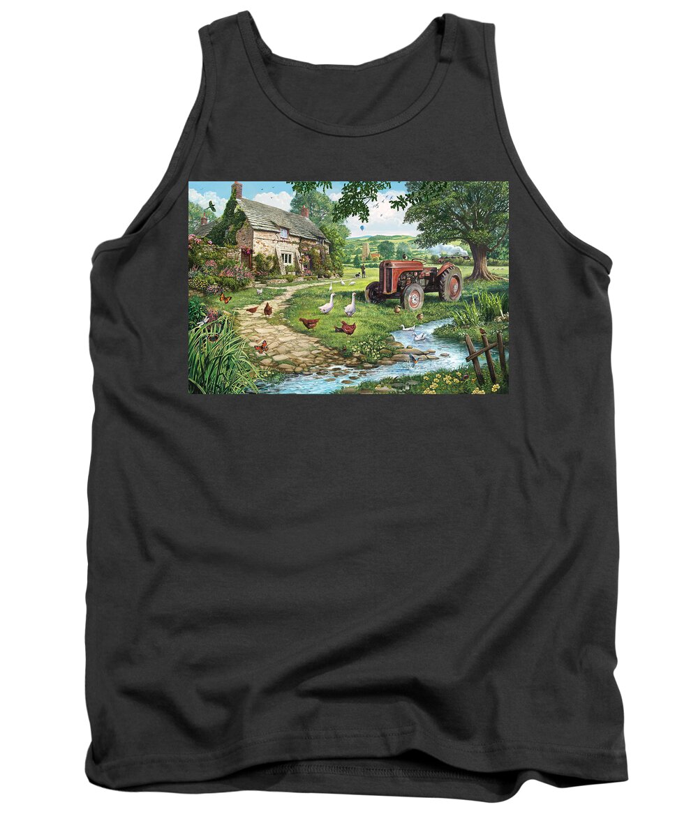 Architecture Tank Top featuring the photograph The Old Tractor by MGL Meiklejohn Graphics Licensing