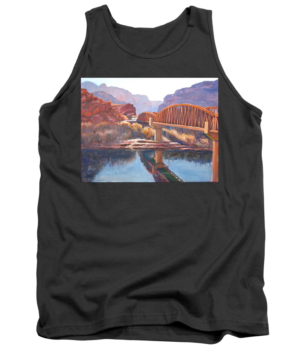 Bridge Tank Top featuring the painting The Pedestrian Bridge by Page Holland