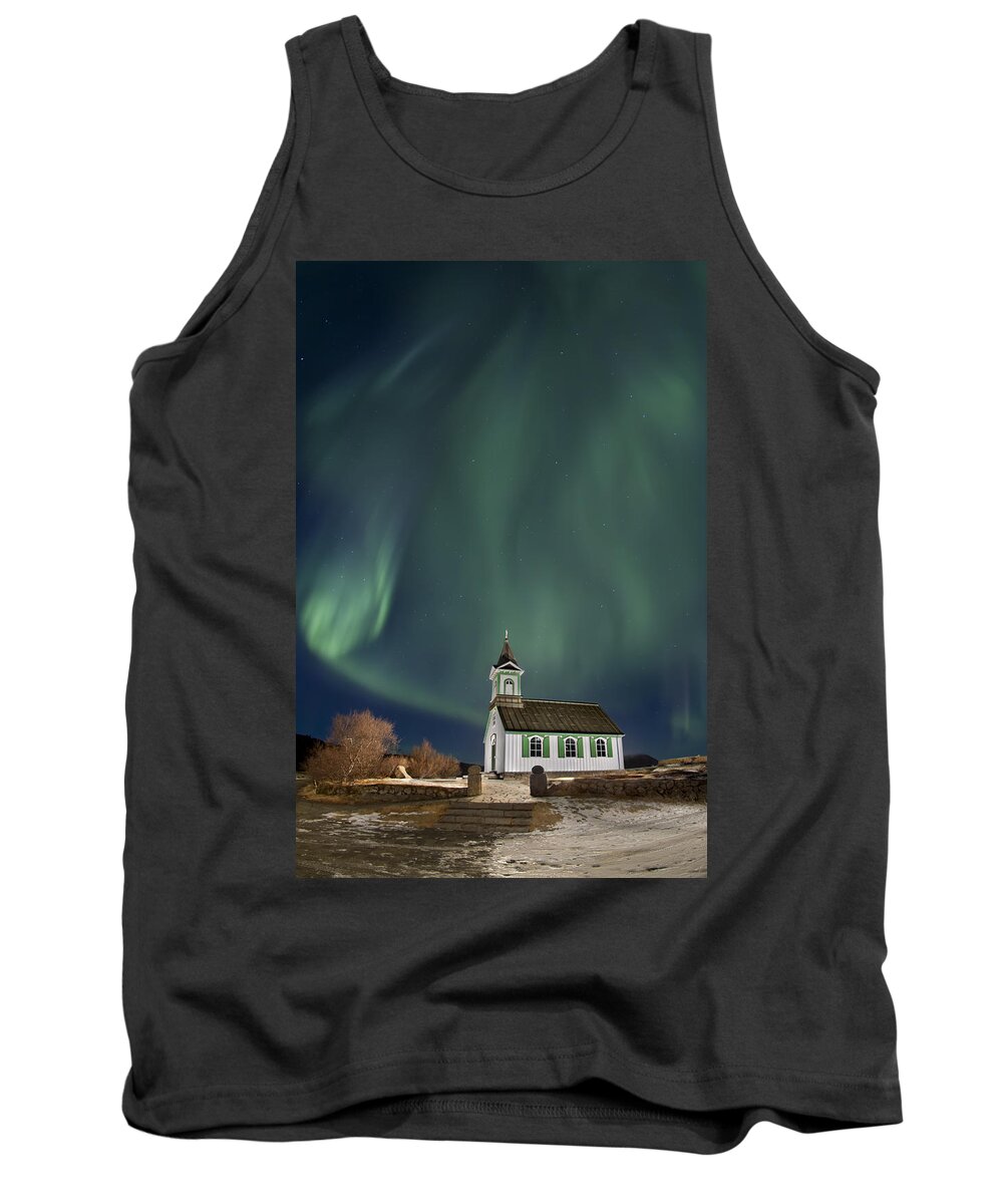Aurora Tank Top featuring the photograph The Spirit of Iceland by Evelina Kremsdorf