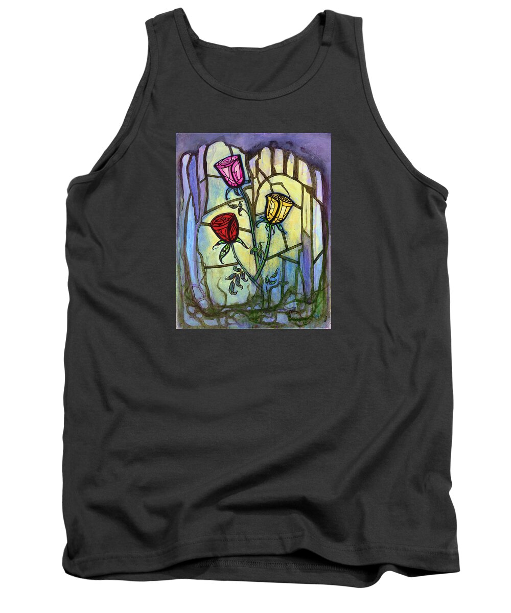 Roses Tank Top featuring the painting The Three Roses by Terry Webb Harshman