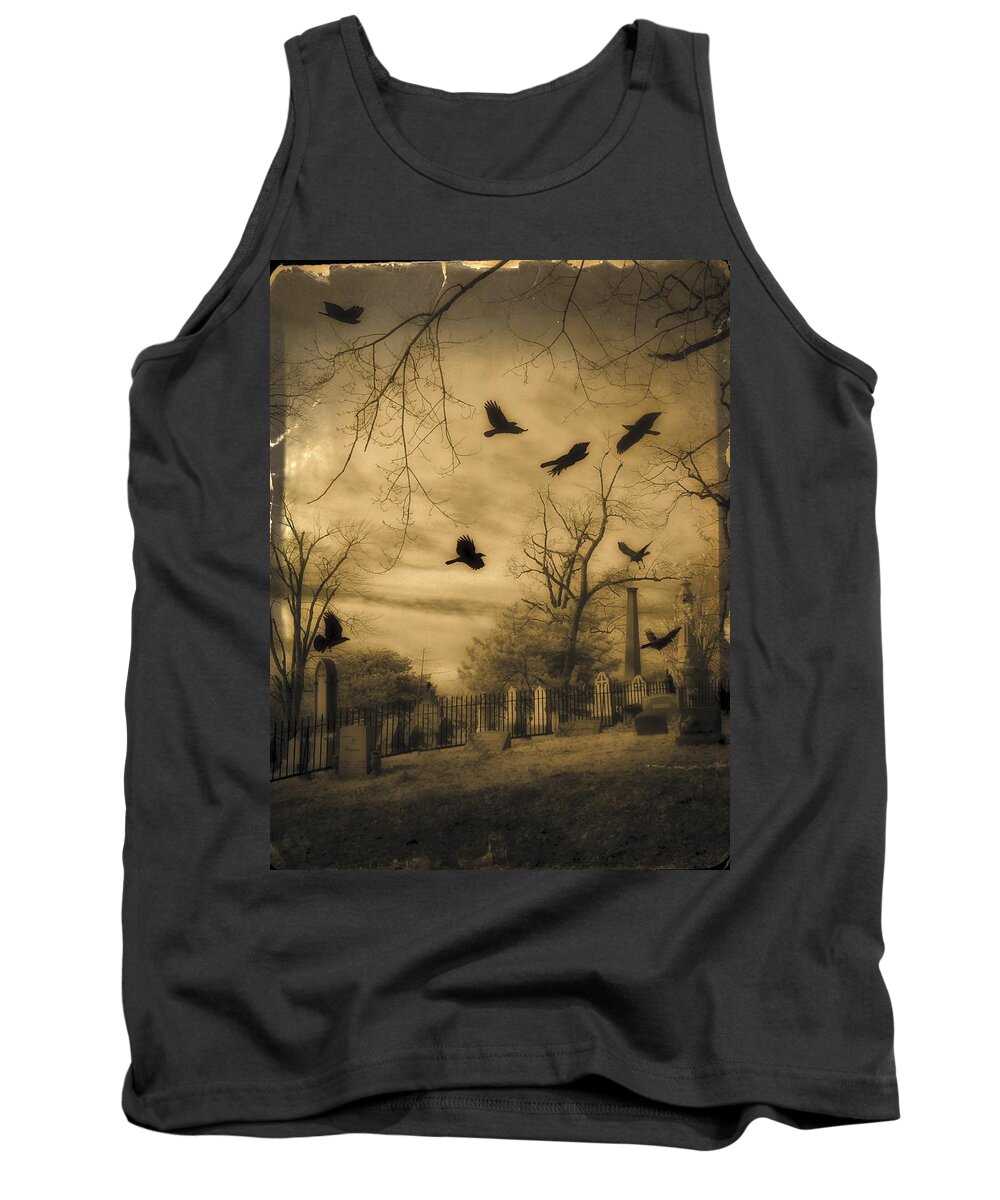 Sepia Tank Top featuring the photograph Then There Were Crows by Gothicrow Images