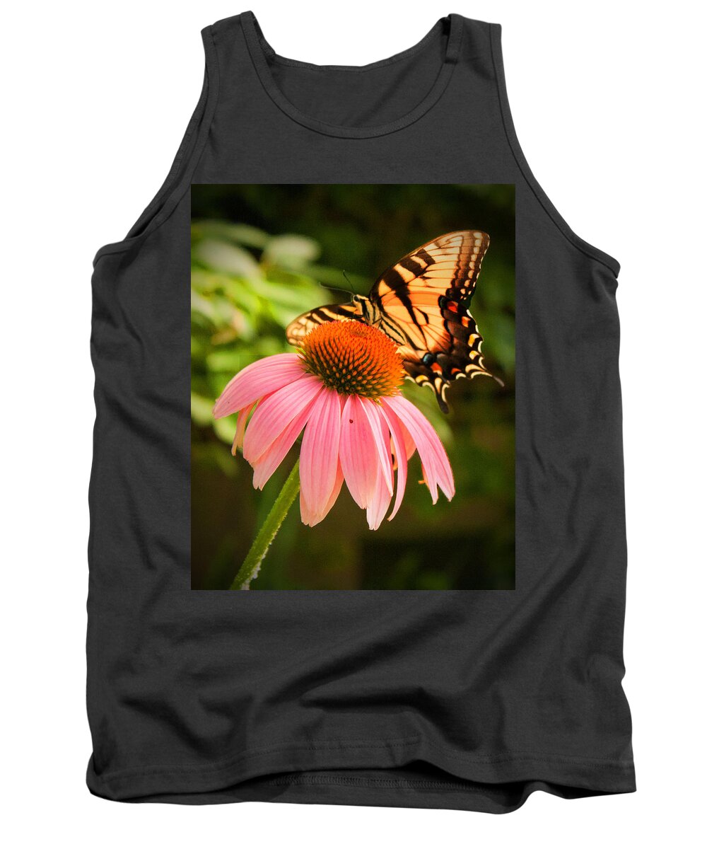 Tiger Swallowtail Butterfly Tank Top featuring the photograph Tiger Swallowtail feeding by Michael Porchik