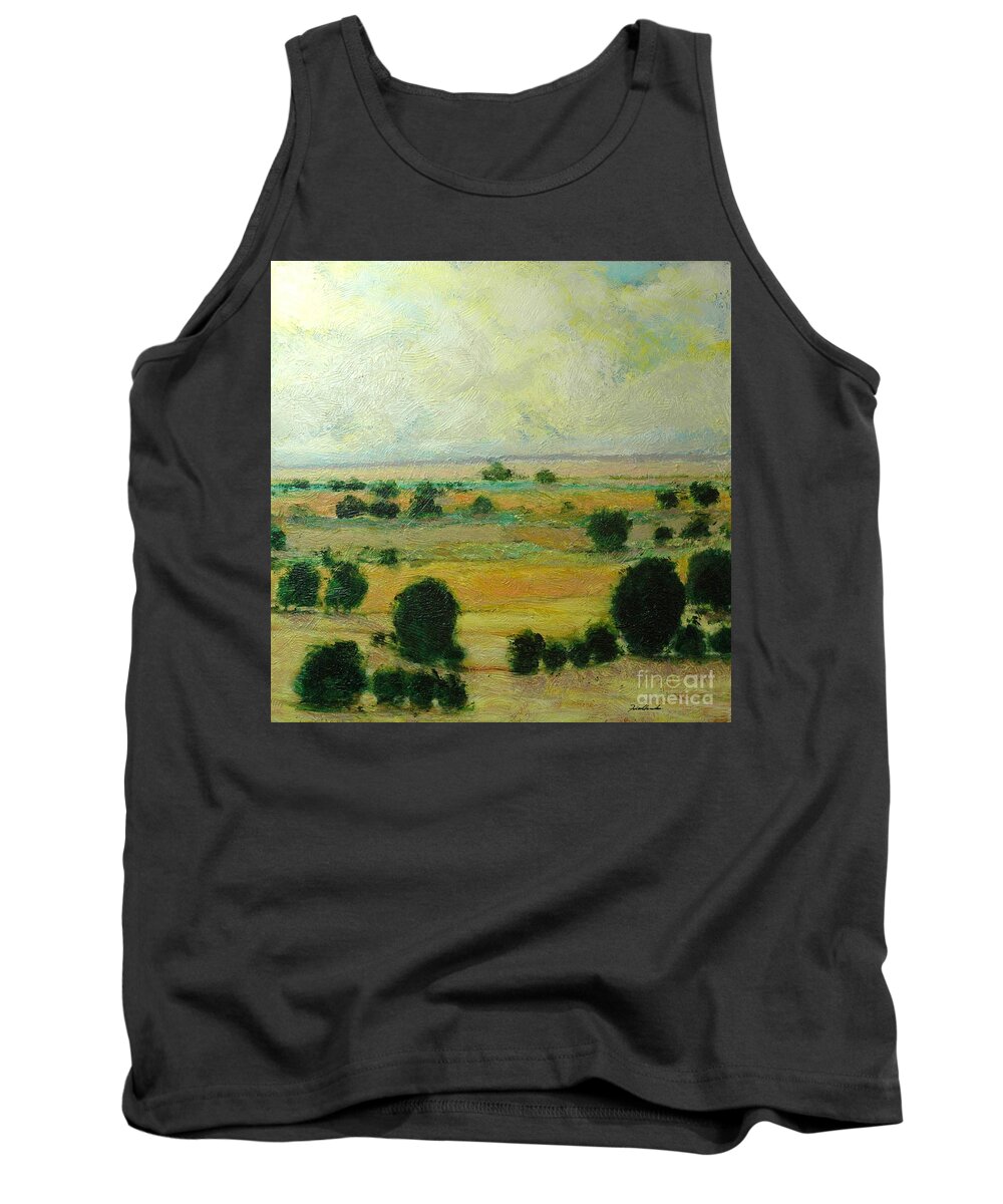 Landscape Tank Top featuring the painting Till the Clouds Rolls By by Allan P Friedlander