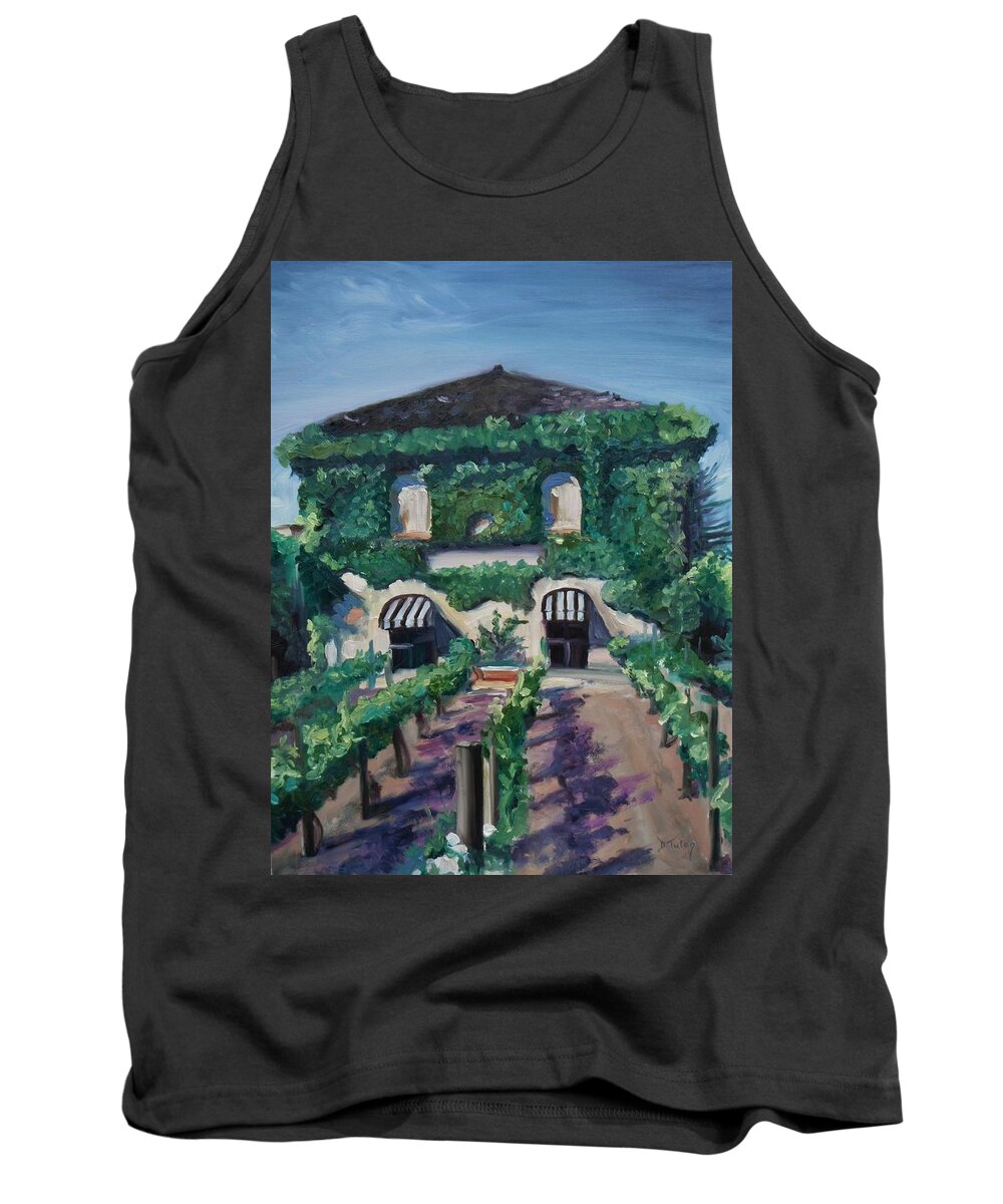 Vineyard Tank Top featuring the painting Tra Vigne by Donna Tuten