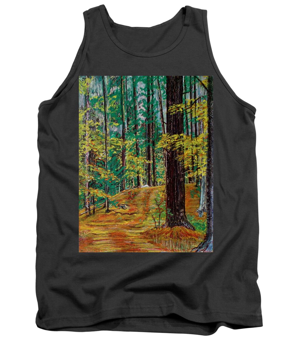 Realism Tank Top featuring the pastel Trail At Wason Pond by Sean Connolly
