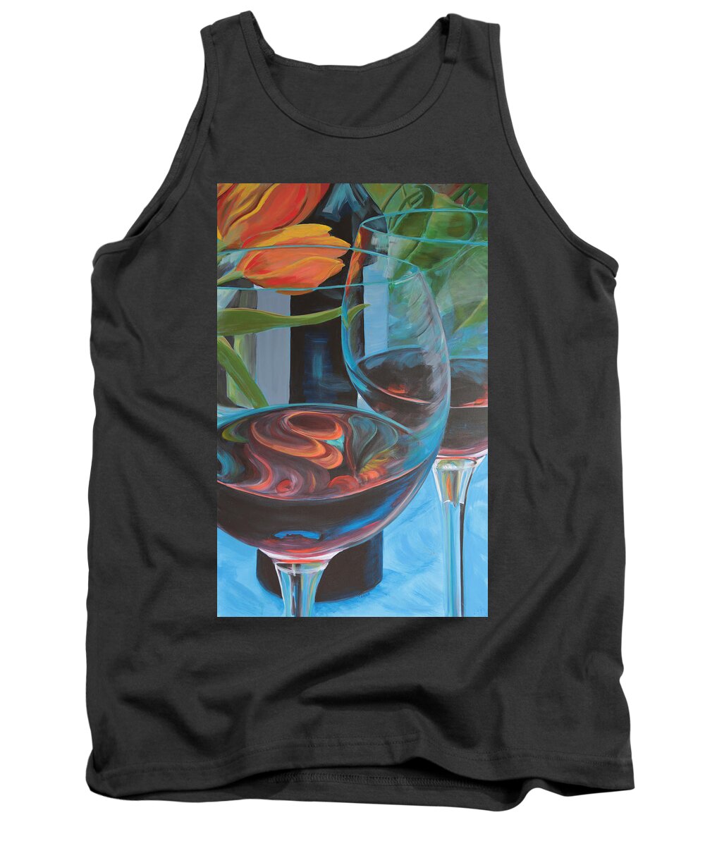 Wine Tank Top featuring the painting Try Easy by Trina Teele