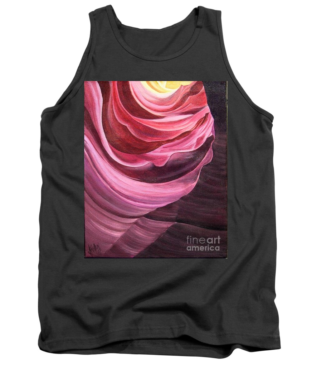 Antelope Canyon Tank Top featuring the painting Tunnel by Lynellen Nielsen