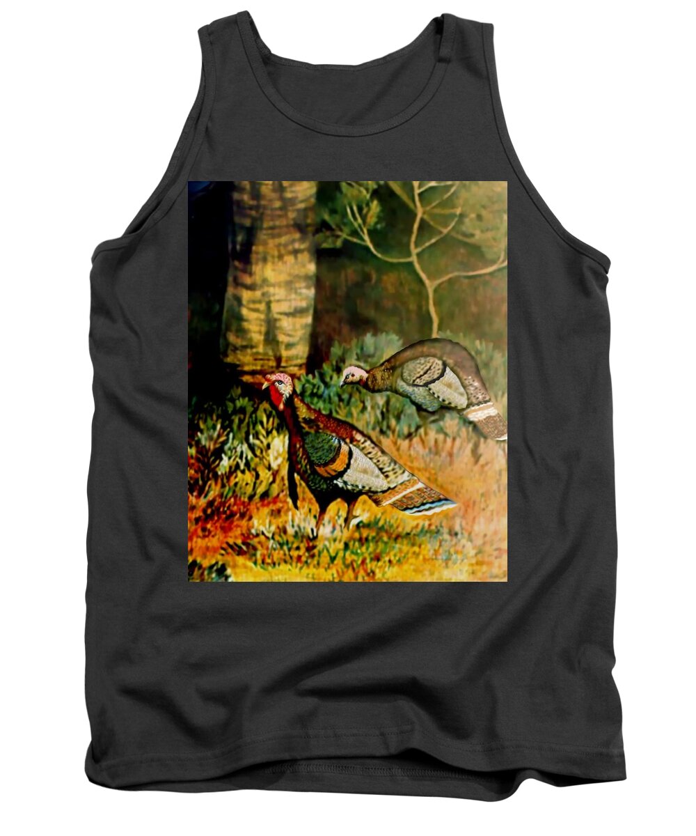 Turkey Tank Top featuring the drawing Turkey by Anthony Seeker