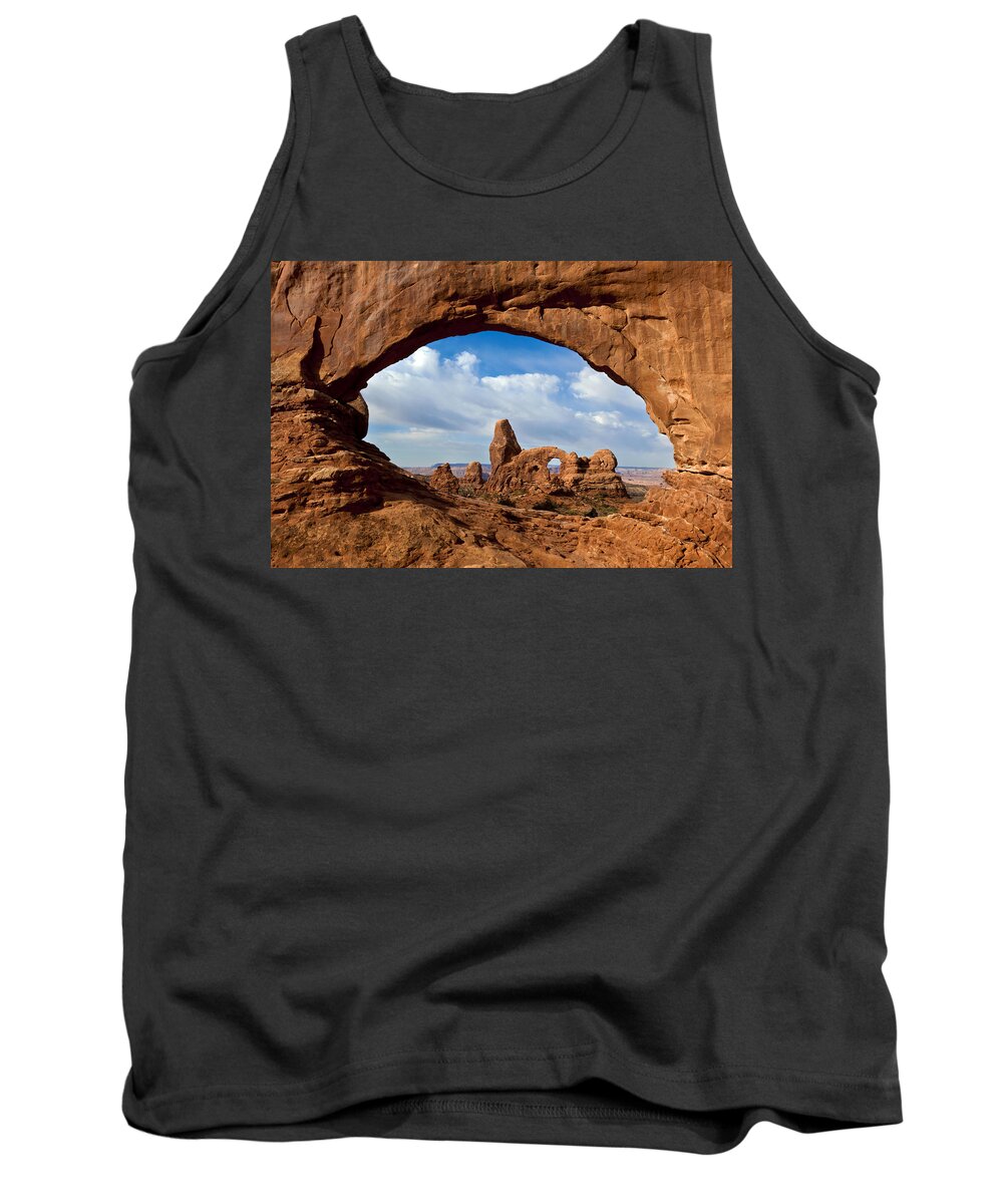 Nis Tank Top featuring the photograph Turret Arch Through North Window Arch by Erik Joosten
