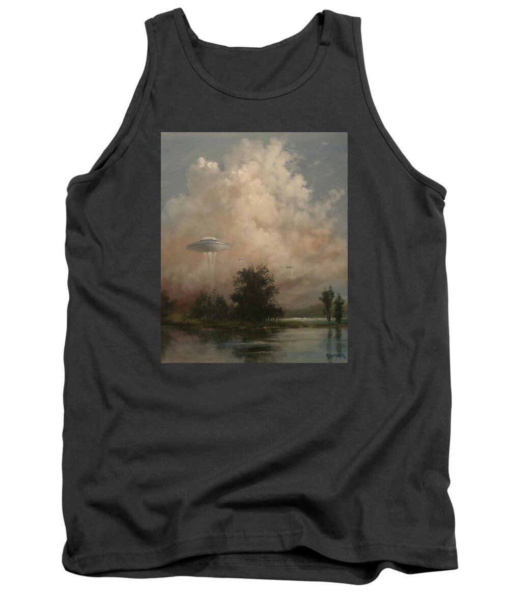 Ufo's Tank Top featuring the painting UFO's - A Scouting Party by Tom Shropshire