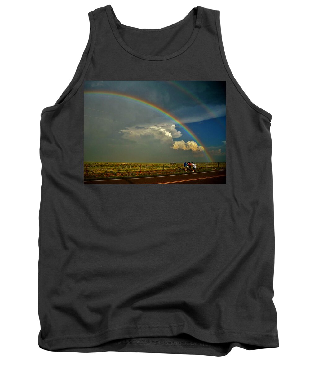 Rainbow Tank Top featuring the photograph Under the Rainbow by Ed Sweeney