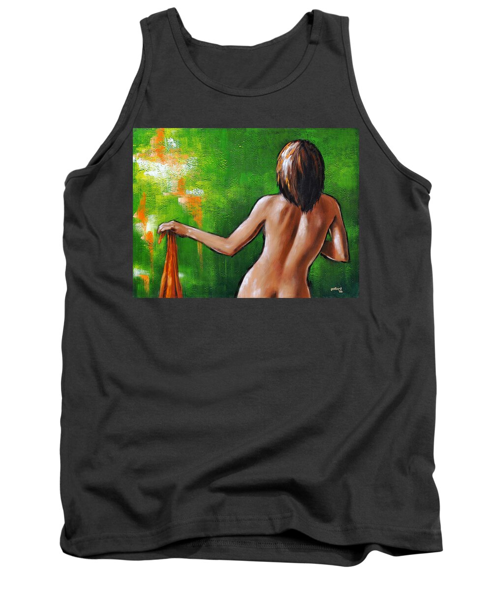 Nude Tank Top featuring the painting Undressed by Glenn Pollard