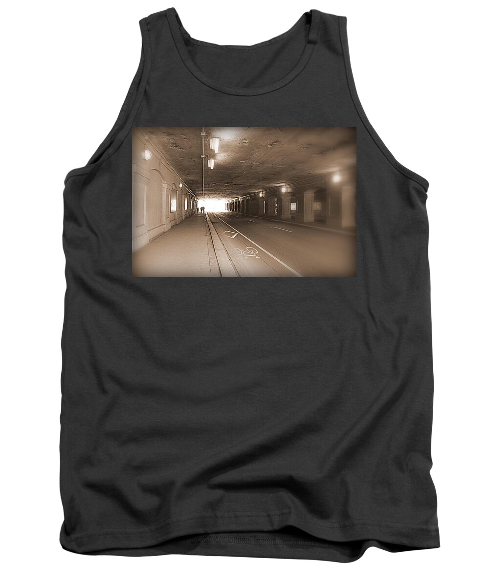 Urban Tank Top featuring the photograph Urban Tunnel by Valentino Visentini