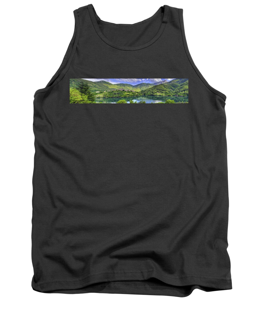 Travel Tank Top featuring the photograph Vagli Sotto Panorama by Matt Swinden