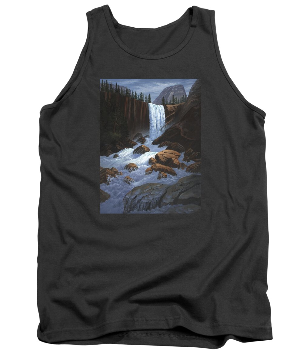 Waterfalls Tank Top featuring the painting Vernal Falls Yosemite by Del Malonee
