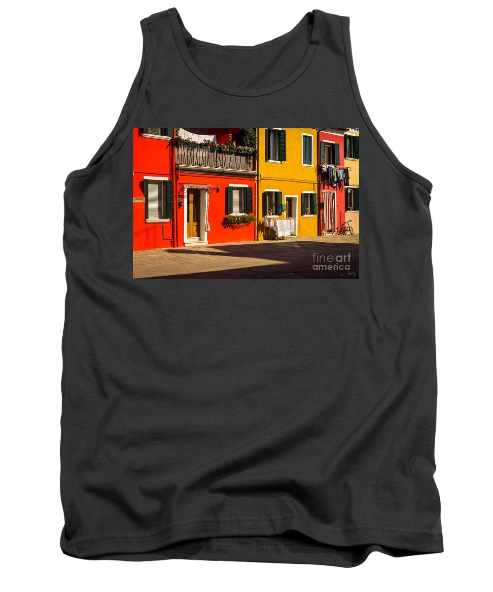 Vibrant Burano Tank Top featuring the photograph Vibrant Burano by Prints of Italy