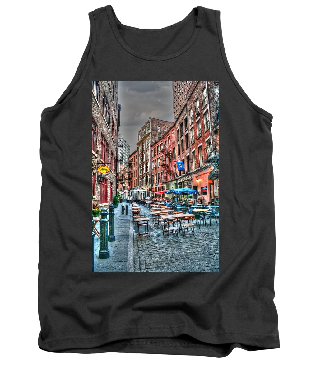 Architecture Tank Top featuring the photograph HDR effect - Cafe Culture by Sue Leonard
