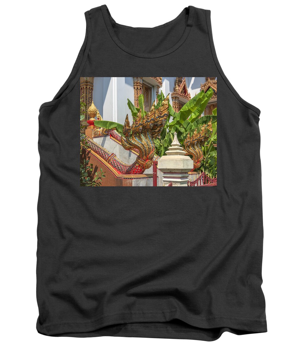 Temple Tank Top featuring the photograph Wat Dokmai Phra Ubosot Stair Naga DTHB1783 by Gerry Gantt
