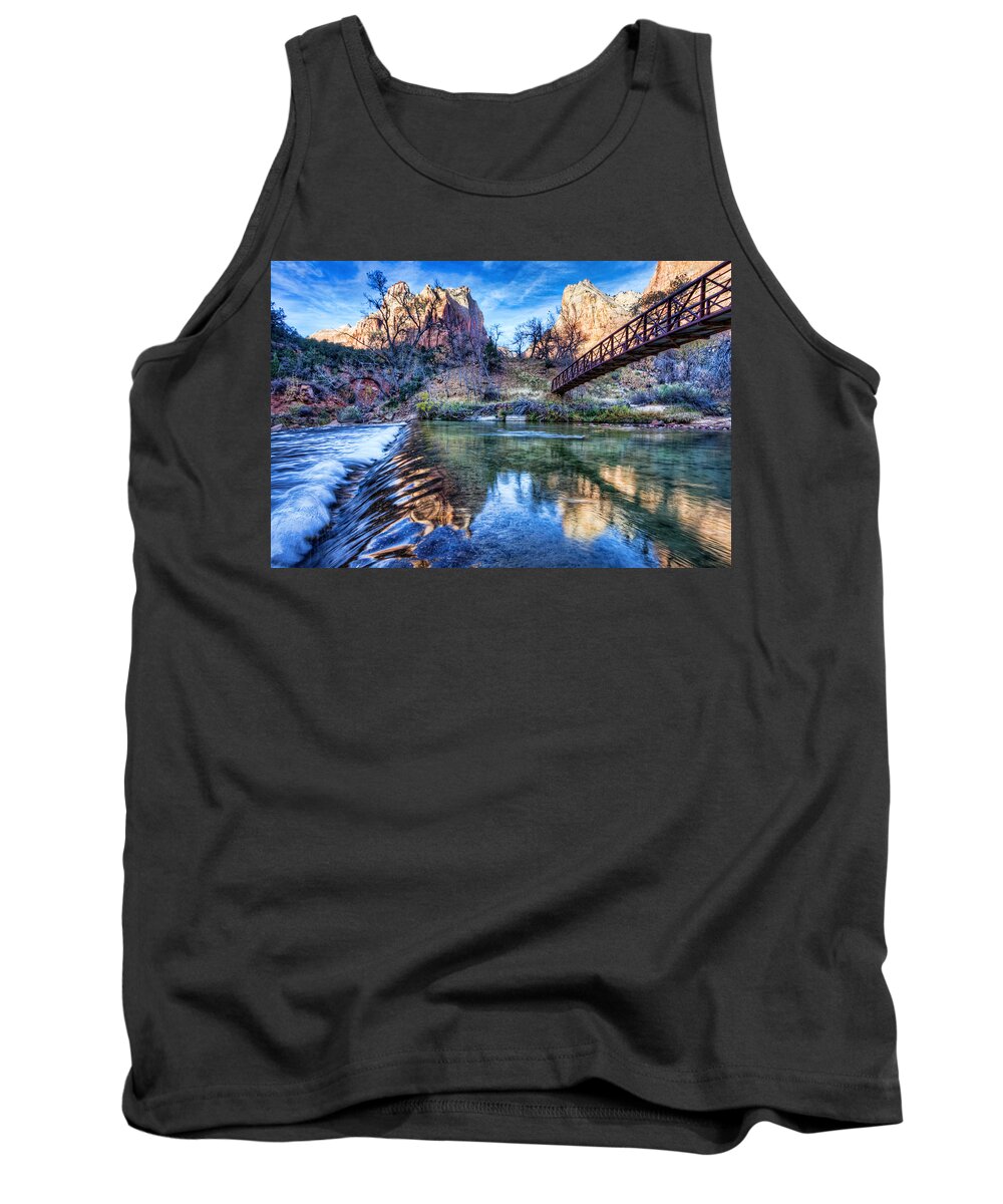 Zion Natioanl Park Tank Top featuring the photograph Water Under The Bridge by Beth Sargent